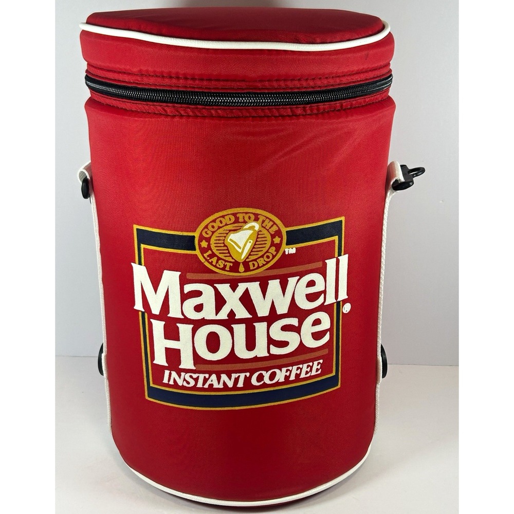 'NOS'Vintage Maxwell House Arctic Cooler Insulated Shoulder Strap Bag Red MINT